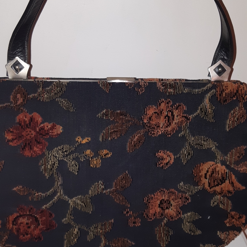 Vintage Fiesta Women's hands Bag needlepoint multicolore made In Canada 14"X10" - Picture 2 of 10